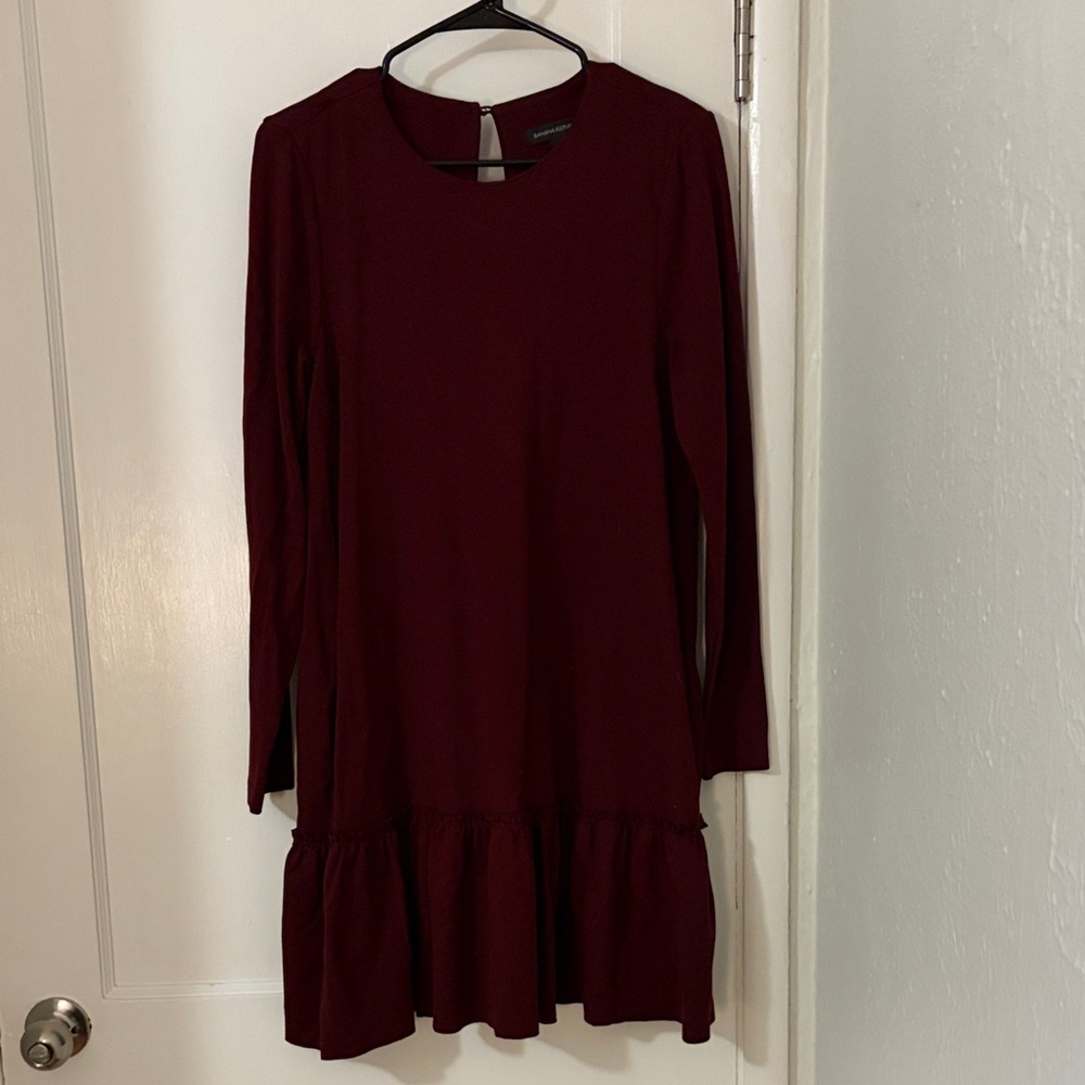 Banana Republic Burgundy Long Sleeve Dress